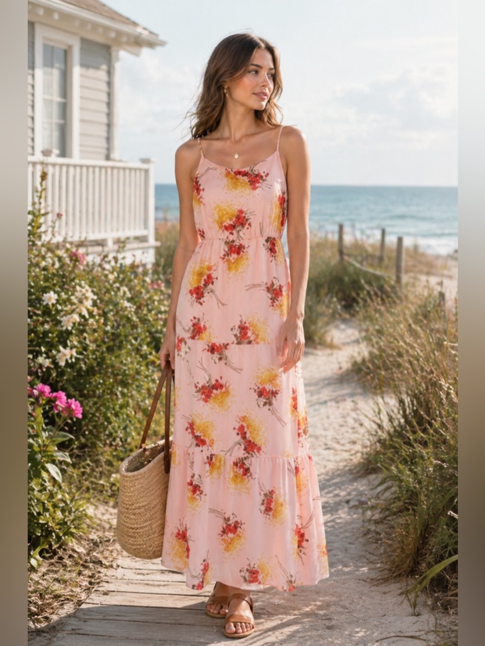 J.Crew Mercantile Pink Floral Print Maxi Dress – Size 12 cottagegore